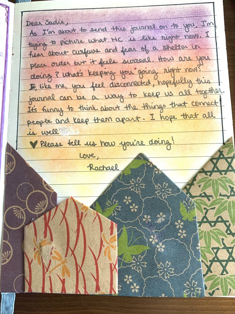 a letter from Rachael to Sadie asking about how she's doing in North Carolina